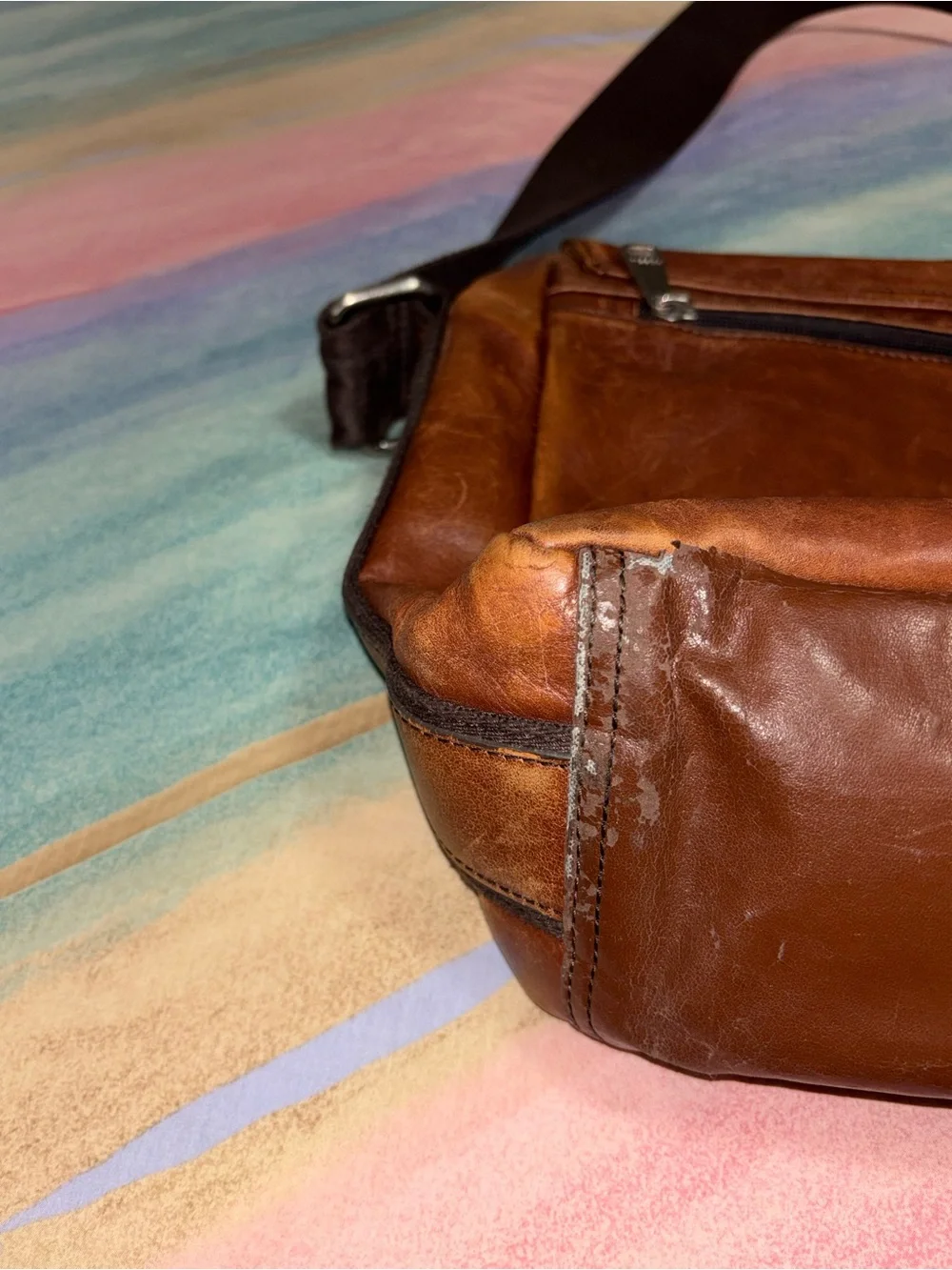 Fossil Leather Messenger Briefcase Work Laptop Bag